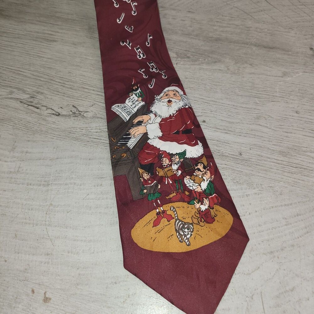 Jingle Bells Christmas Santa Claus Caroling Mens Necktie Tie